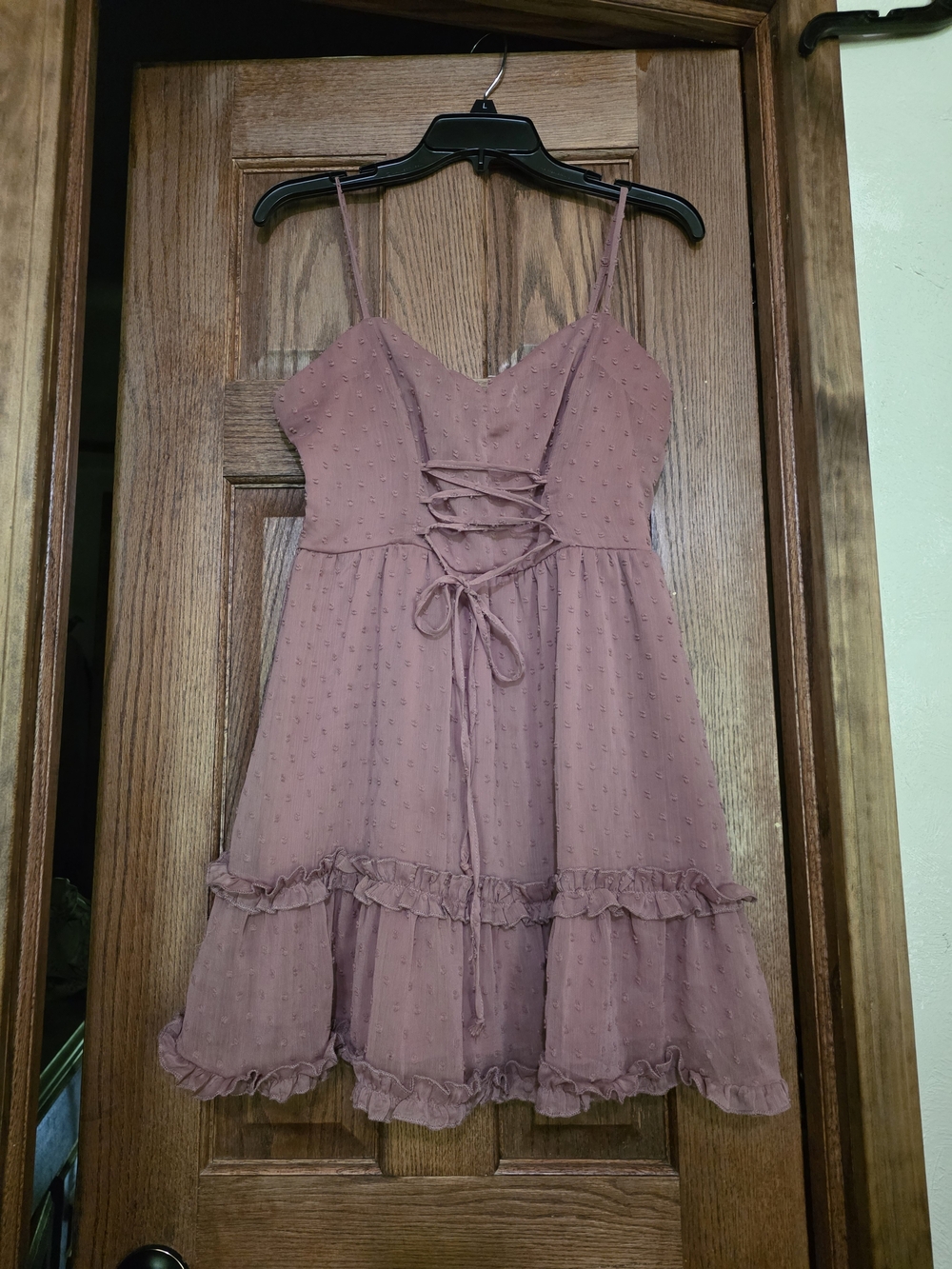Mi Ami Francesca's Dusty Rose Textured Ruffle Balletcore Corset Dress